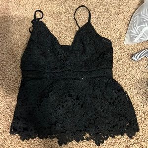 Abercrombie Navy Floral Lace Shirt